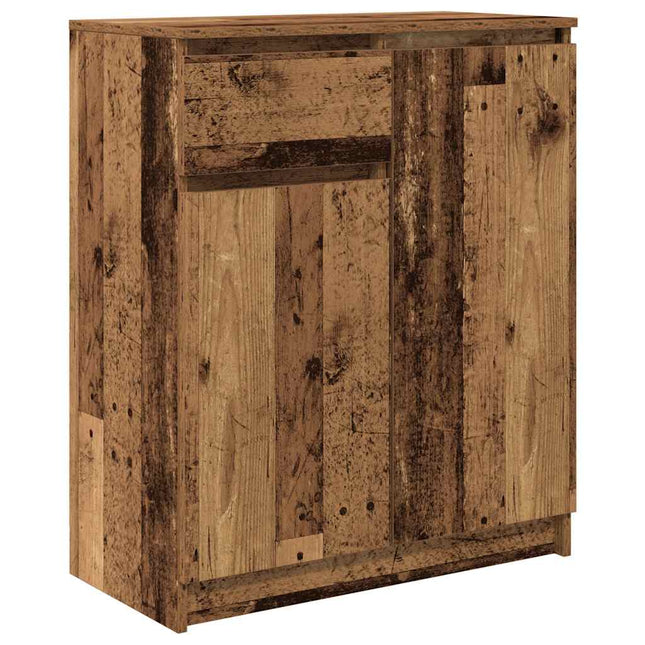 skænk med skuffe 71x35x84 cm konstrueret træ antikt træ