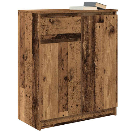 skænk med skuffe 71x35x84 cm konstrueret træ antikt træ