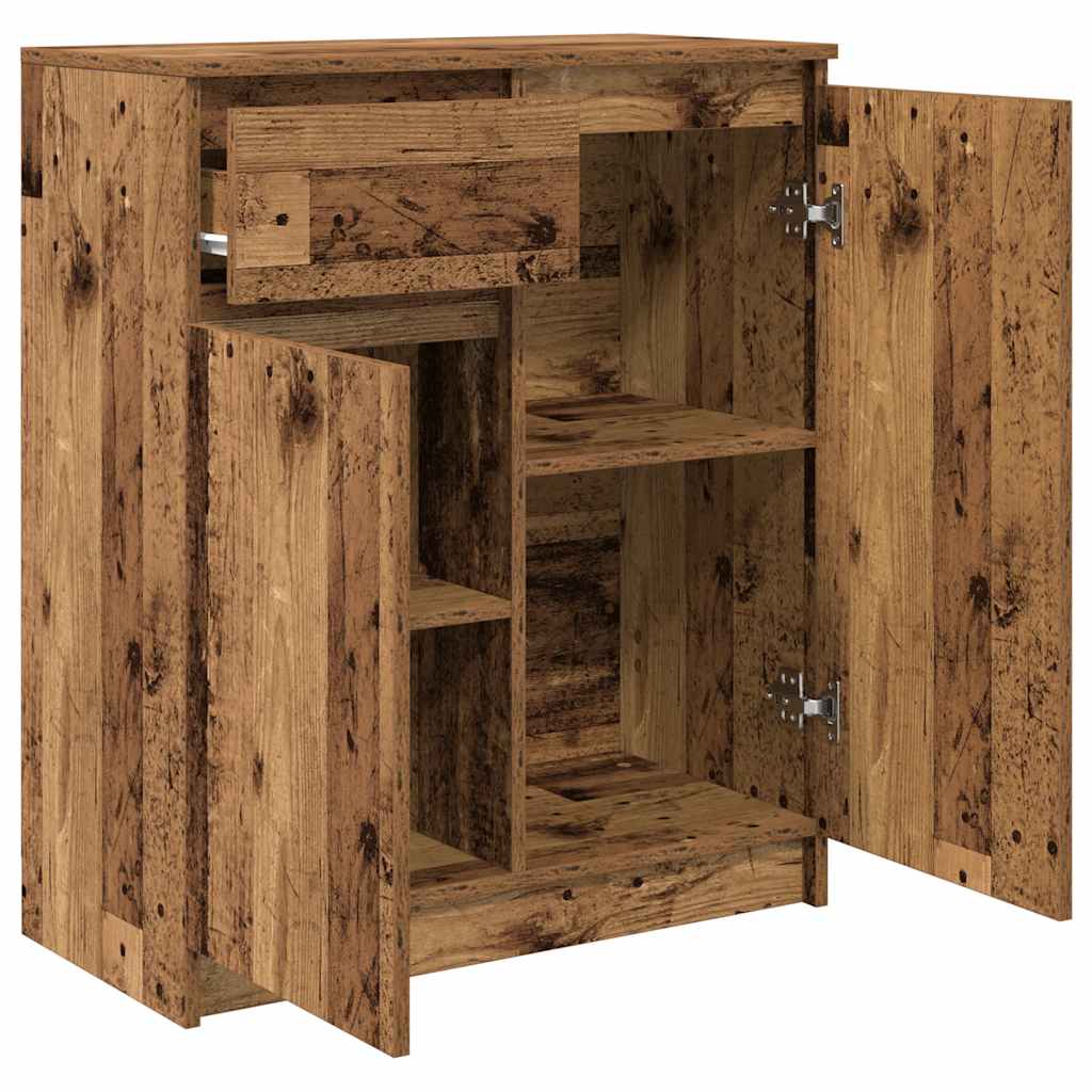 skænk med skuffe 71x35x84 cm konstrueret træ antikt træ