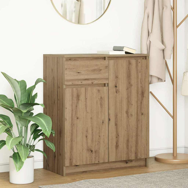 skænk med skuffe 71x35x84 cm konstrueret træ kunsteg