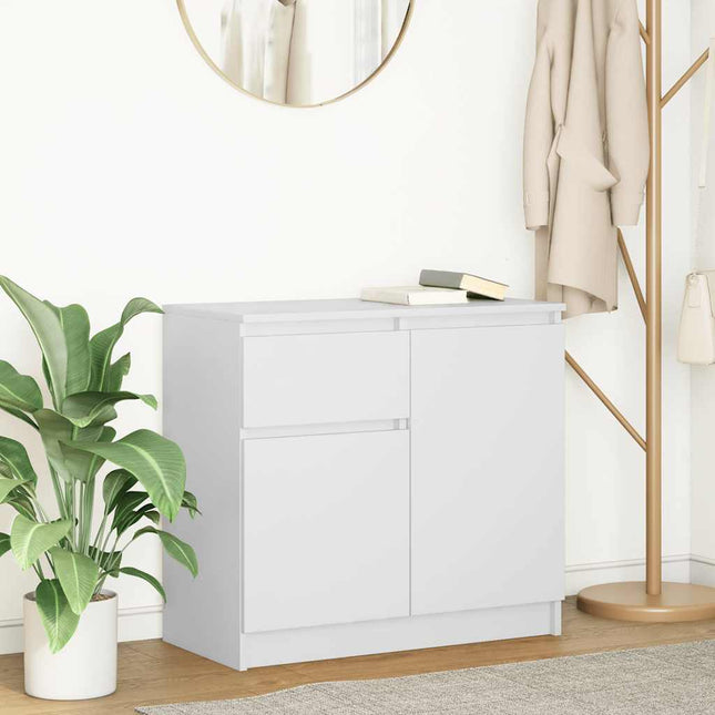 skænk med skuffe 71x35x65 cm konstrueret træ hvid