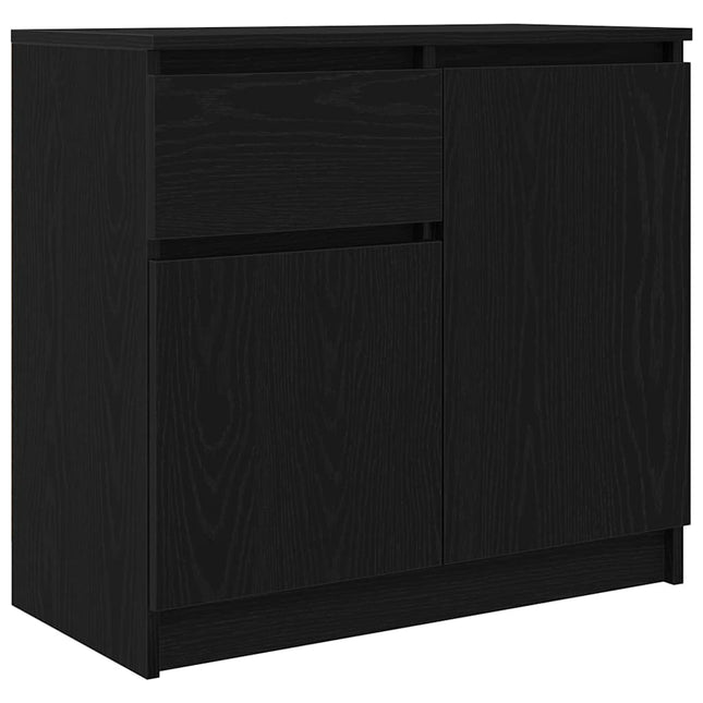 skænk med skuffe 71x35x65 cm konstrueret træ sort egetræ