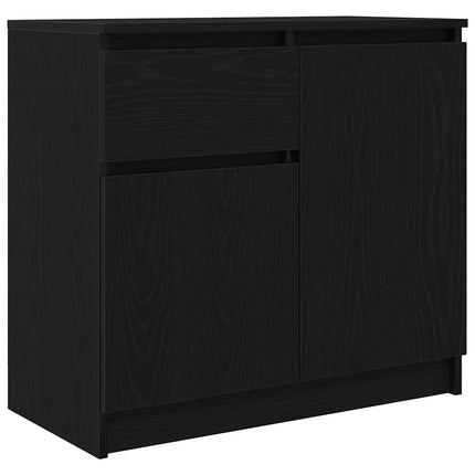 skænk med skuffe 71x35x65 cm konstrueret træ sort egetræ
