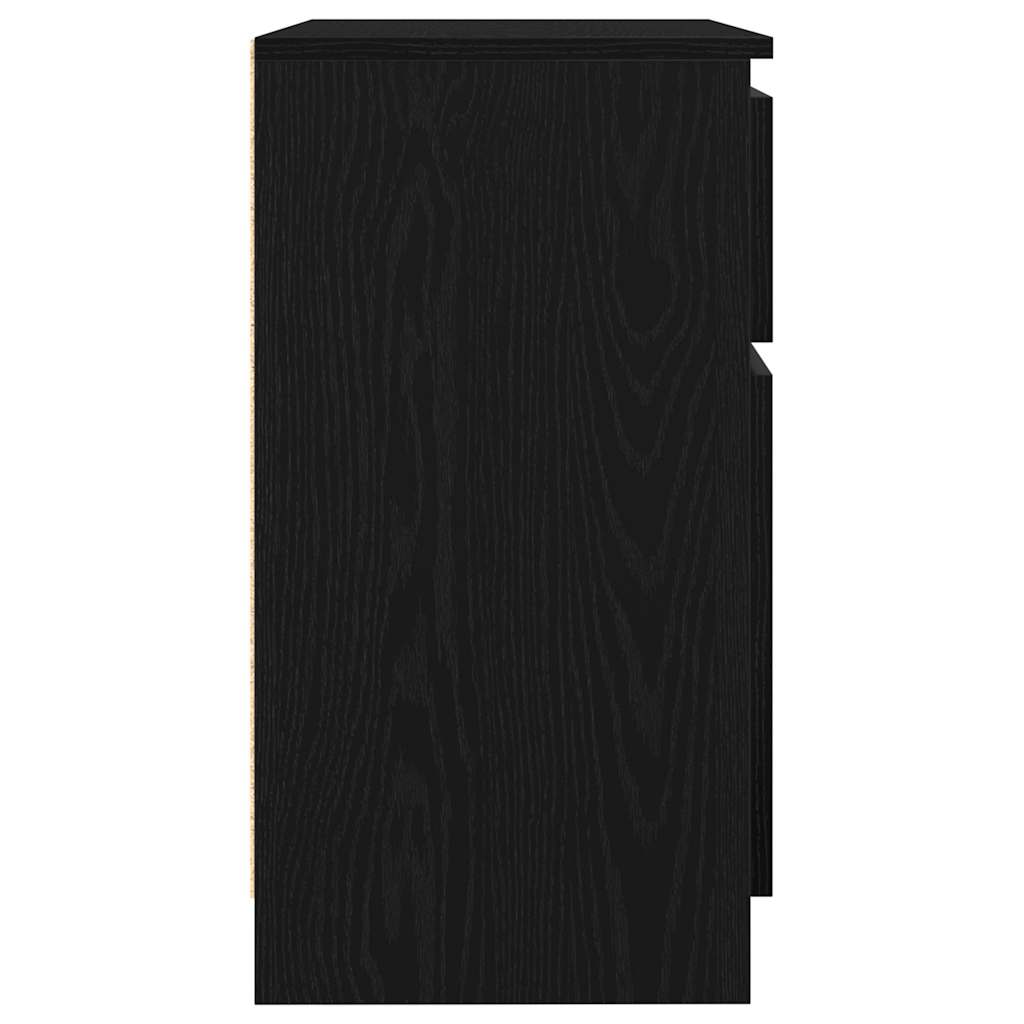 skænk med skuffe 71x35x65 cm konstrueret træ sort egetræ