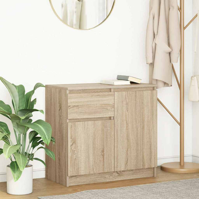 skænk med skuffe 71x35x65 cm konstrueret træ sonoma-eg