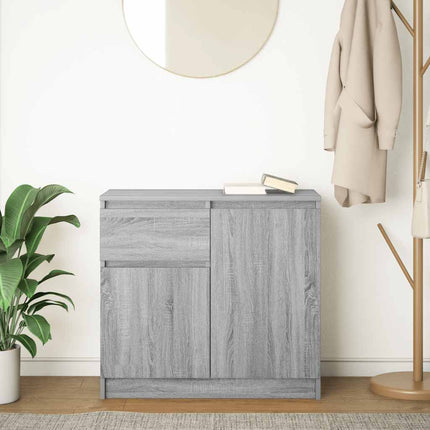 skænk med skuffe 71x35x65 cm konstrueret træ grå sonoma-eg