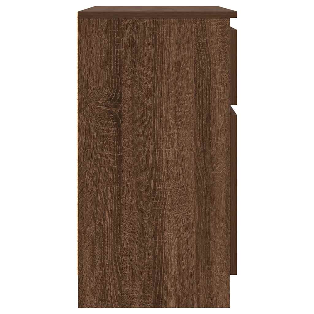 skænk med skuffe 71x35x65 cm konstrueret træ brun egetræ