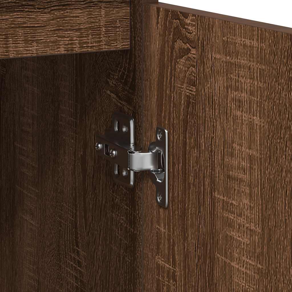 skænk med skuffe 71x35x65 cm konstrueret træ brun egetræ