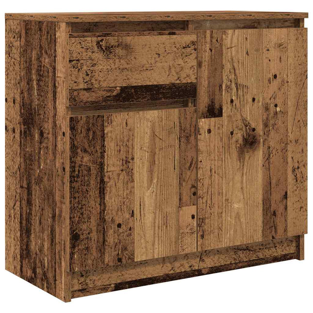 skænk med skuffe 71x35x65 cm konstrueret træ antikt træ