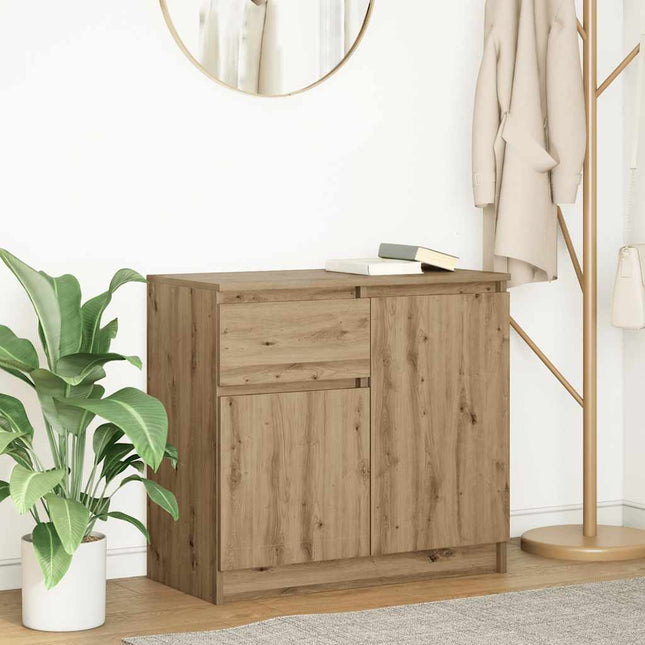 skænk med skuffe 71x35x65 cm konstrueret træ kunsteg
