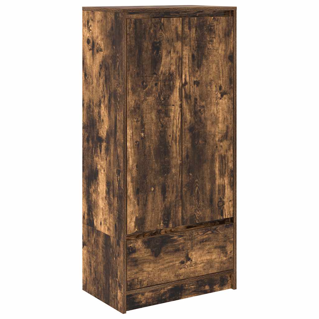 skab med skuffe 55,5x34x119,5 cm konstrueret træ røget-eg