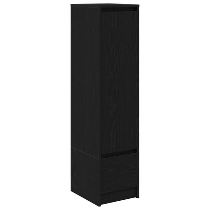 højskab 29,5x34x119,5 cm konstrueret træ sort egetræsfarve