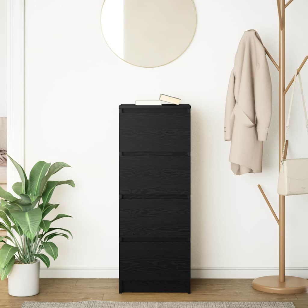 skænk 37,5x35x99 cm konstrueret træ sort egetræsfarve