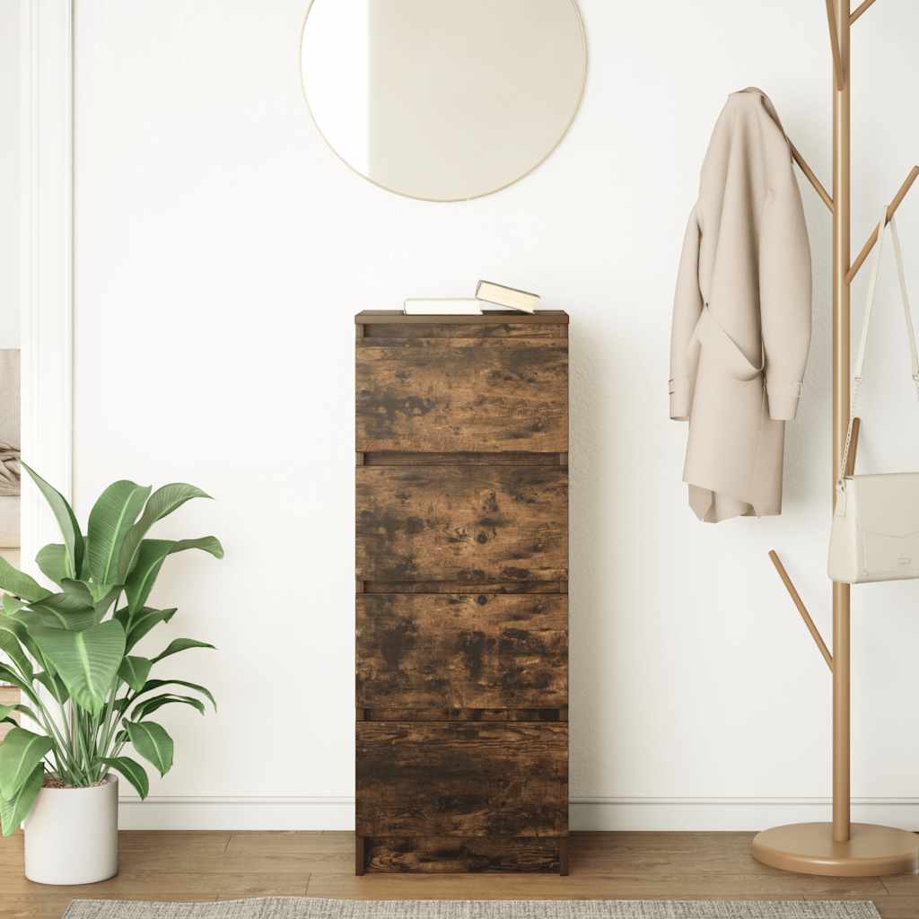 skænk 37,5x35x99 cm konstrueret træ røget egetræsfarve