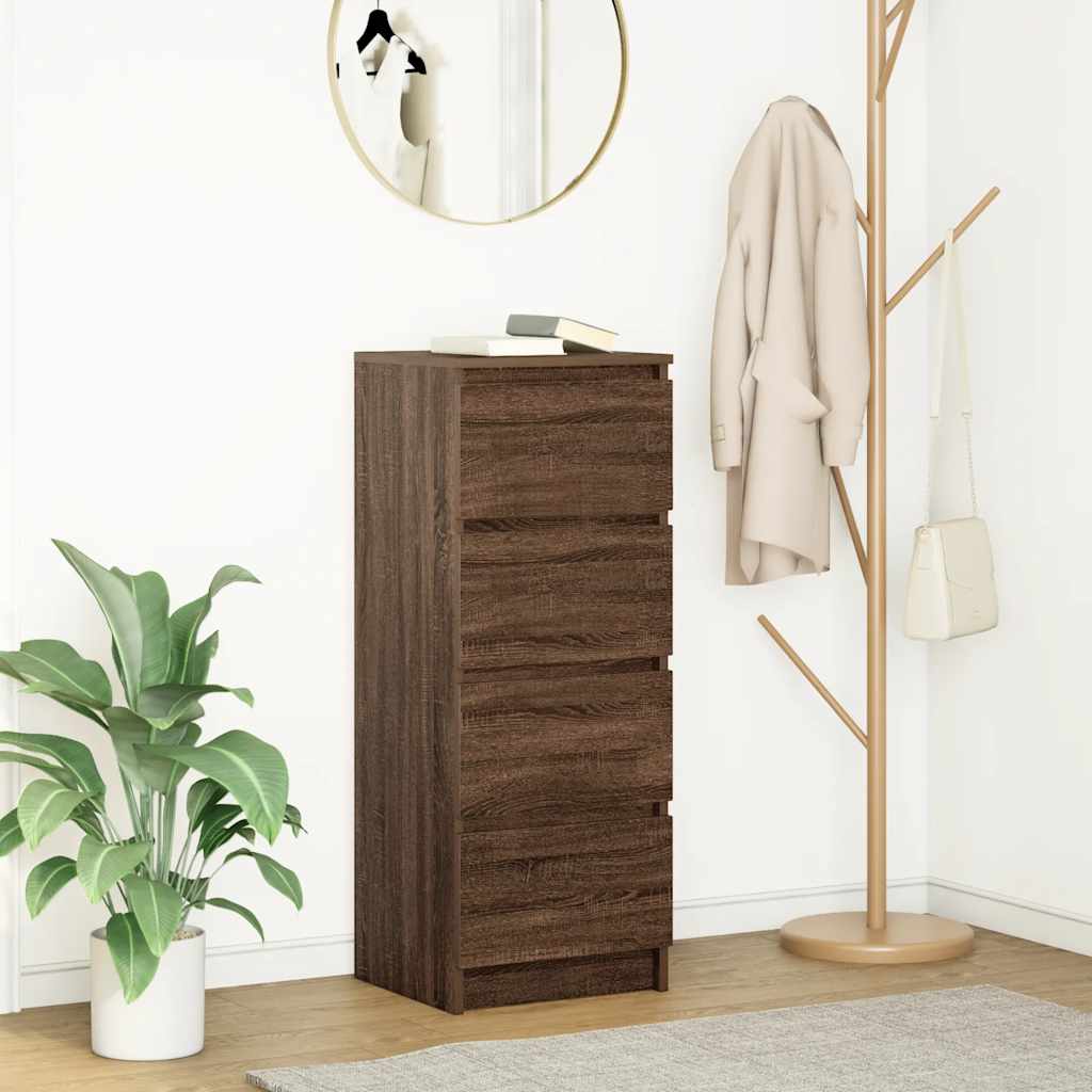 skænk 37,5x35x99 cm konstrueret træ brun egetræsfarve