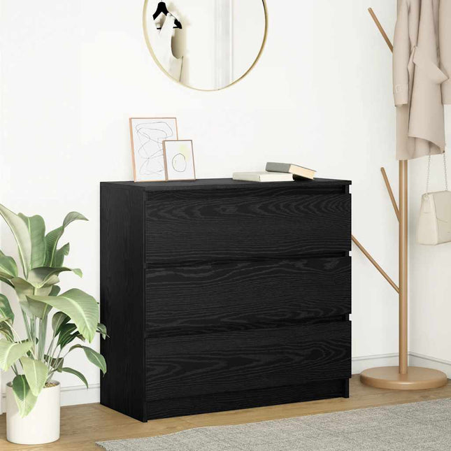 skænk 80x35x76 cm konstrueret træ sort egetræsfarve