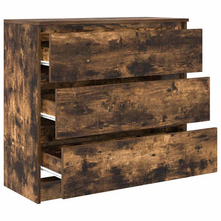 skænk 80x35x76 cm konstrueret træ røget egetræsfarve