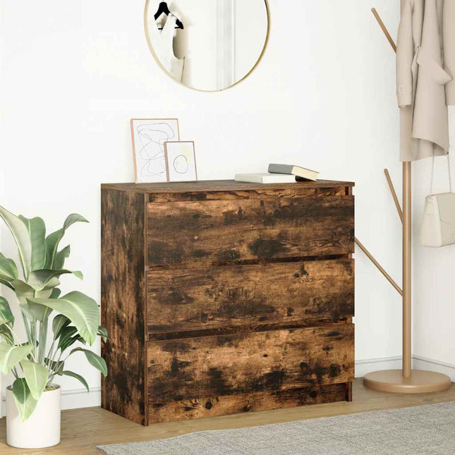skænk 80x35x76 cm konstrueret træ røget egetræsfarve
