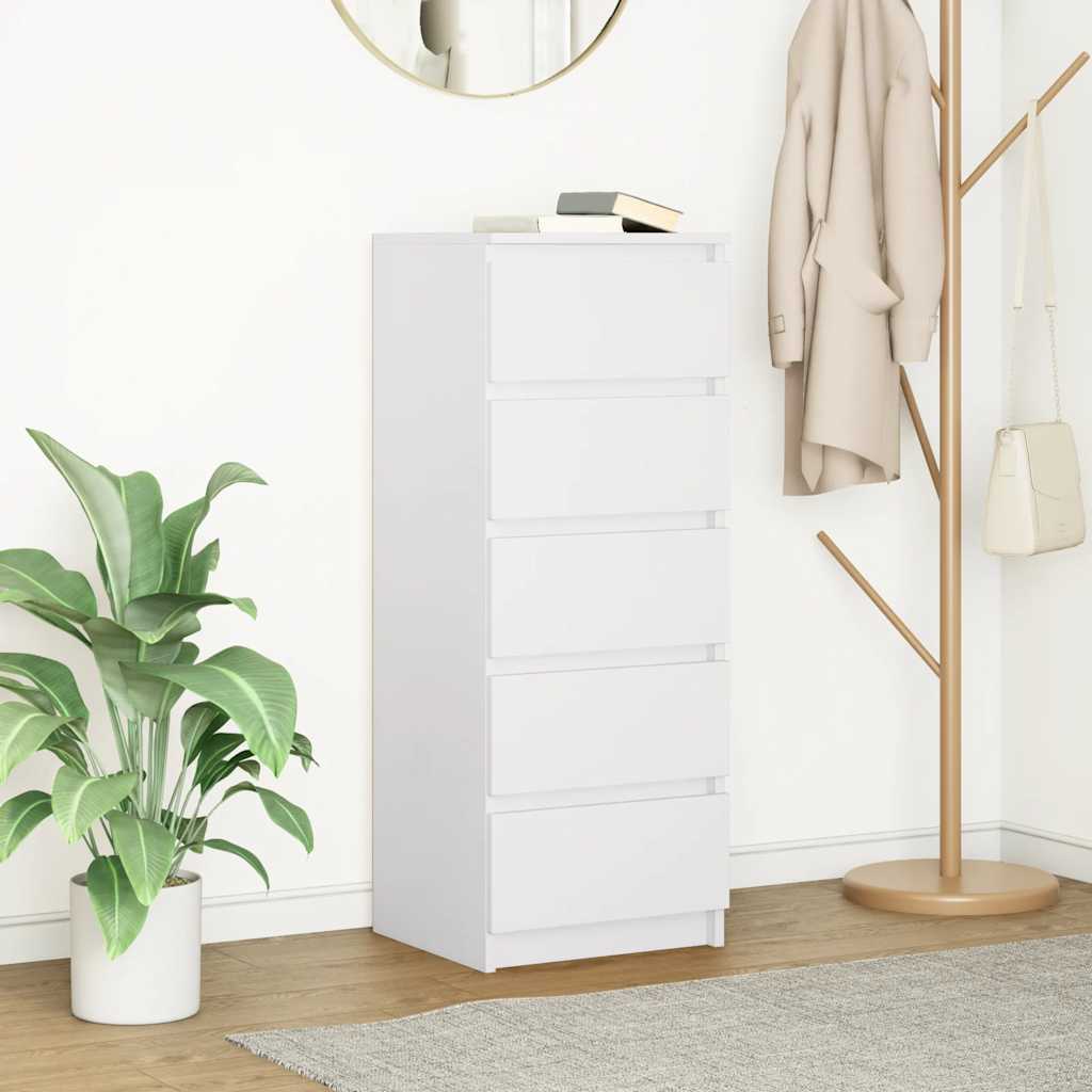 skænk med skuffer 37,5x35x99 cm konstrueret træ hvid