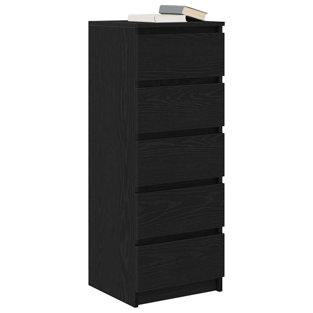 skænk med skuffer 37,5x35x99 cm konstrueret træ sort egetræ