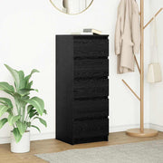 skænk med skuffer 37,5x35x99 cm konstrueret træ sort egetræ