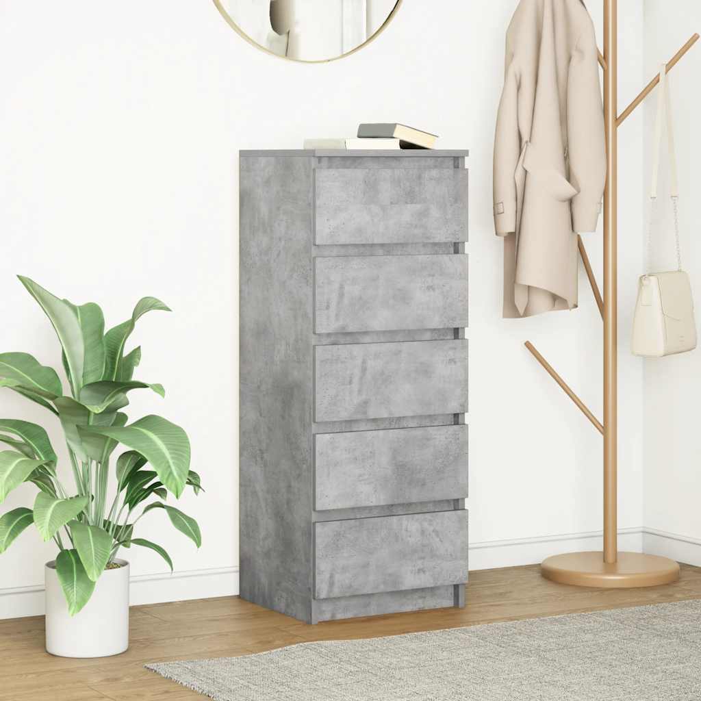 skænk med skuffer 37,5x35x99 cm konstrueret træ betongrå