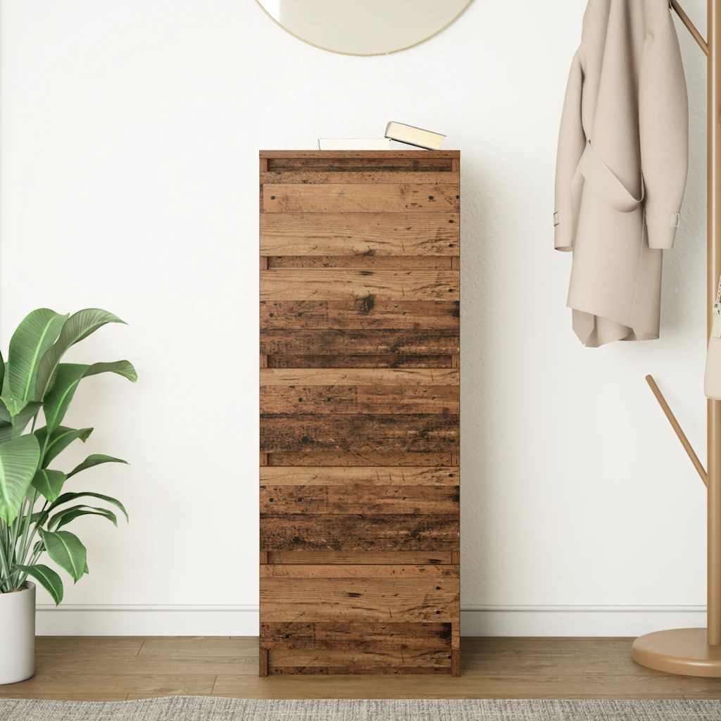 skænk med skuffer 37,5x35x99 cm konstrueret træ antikt træ