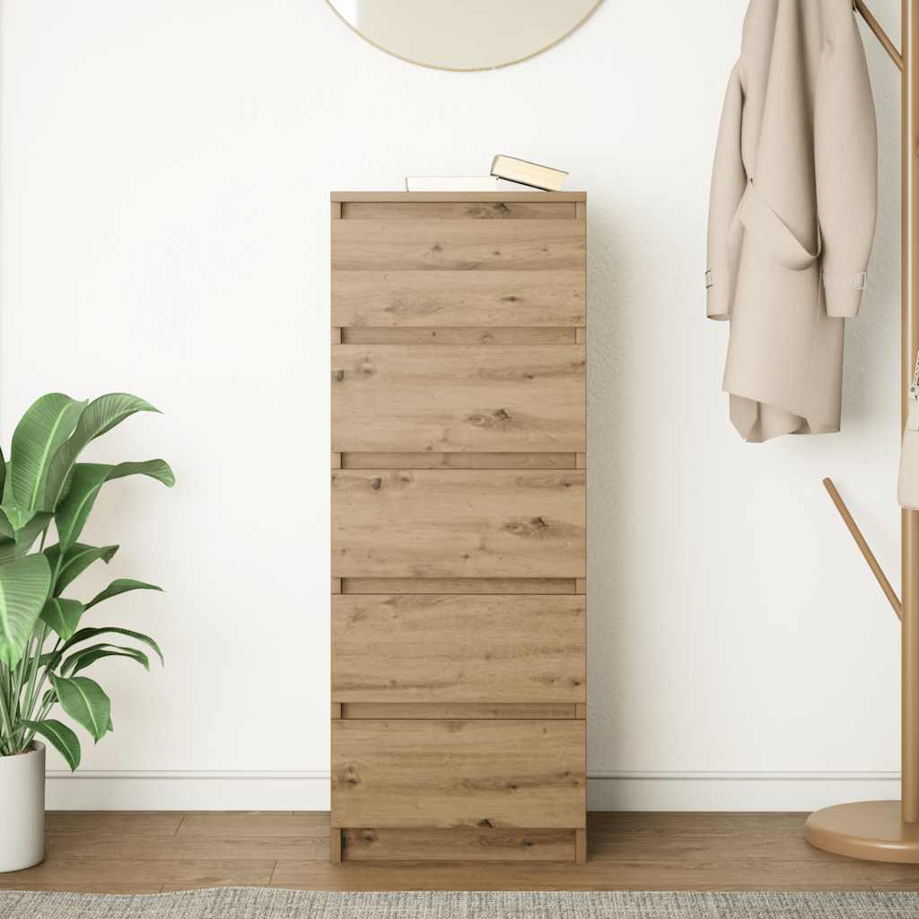 skænk med skuffer 37,5x35x99 cm konstrueret træ kunsteg