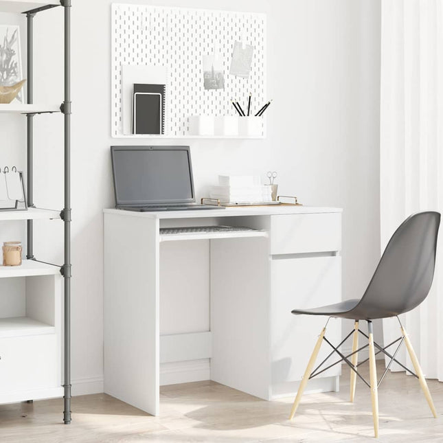 skrivebord 86x49x76 cm konstrueret træ hvid