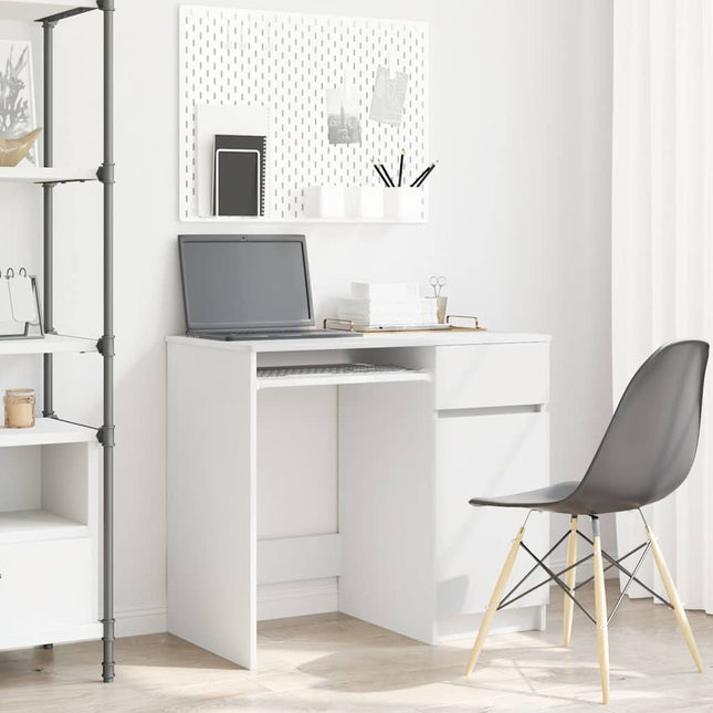 skrivebord 86x49x76 cm konstrueret træ hvid