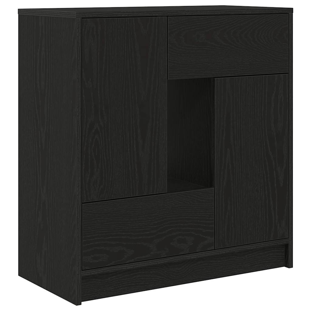 skænk med skuffer og låger 70,5x34x74,5 cm sort egetræ