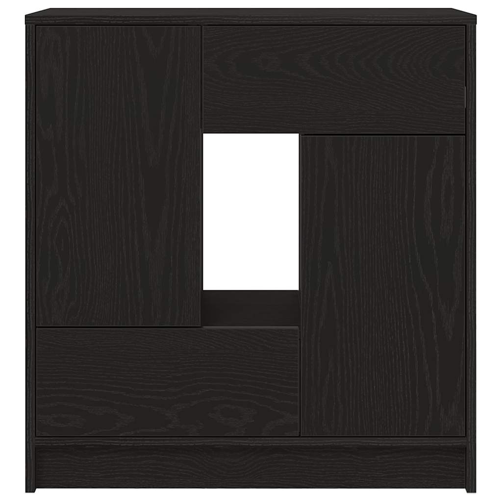 skænk med skuffer og låger 70,5x34x74,5 cm sort egetræ