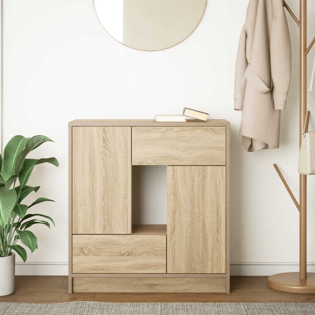 skænk med skuffer og låger 70,5x34x74,5 cm sonoma-eg