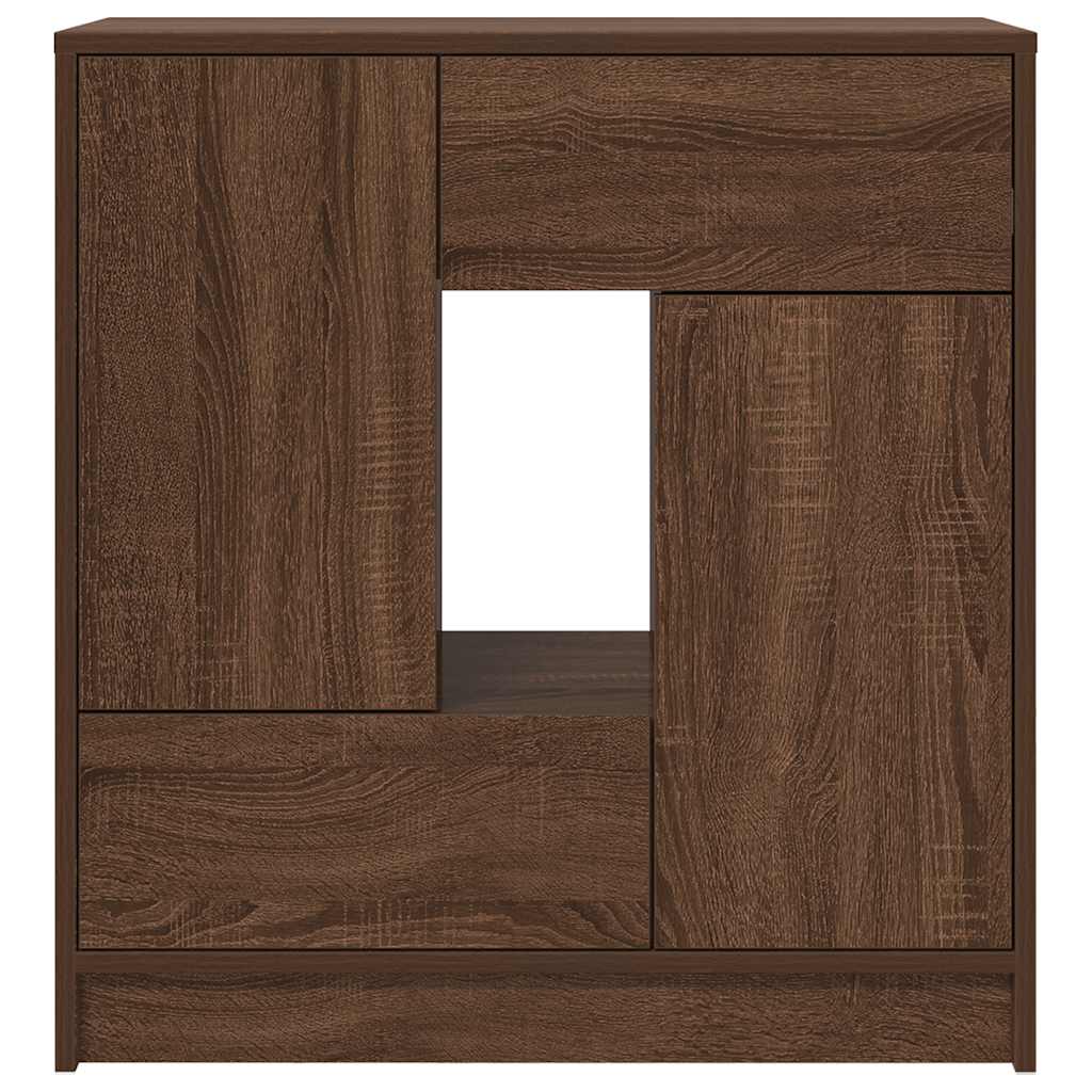 skænk med skuffer og låger 70,5x34x74,5 cm brun egetræ