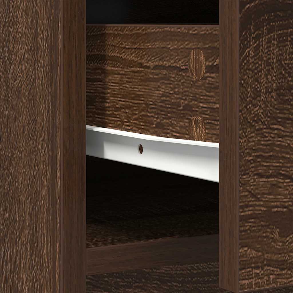 skænk med skuffer og låger 70,5x34x74,5 cm brun egetræ