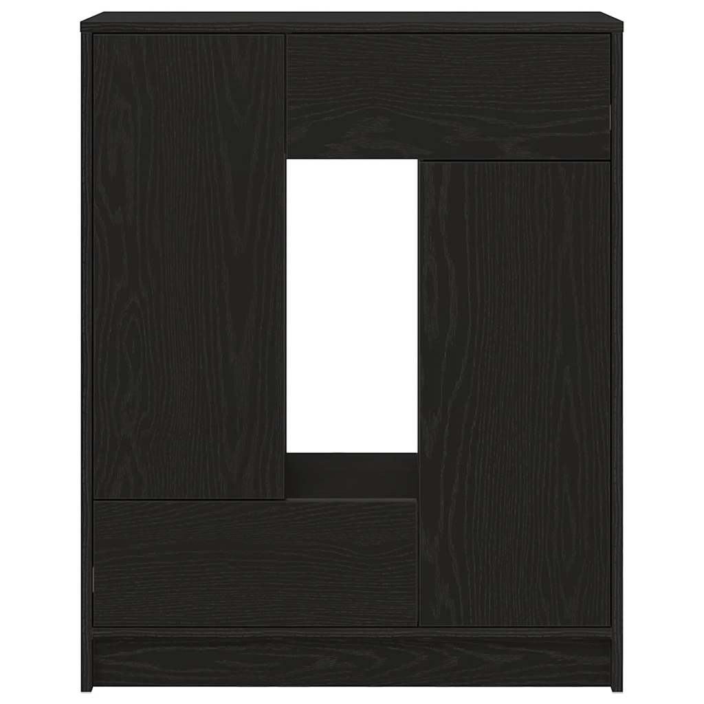 skænk med skuffer og låger 73x31x90 cm sort egetræ