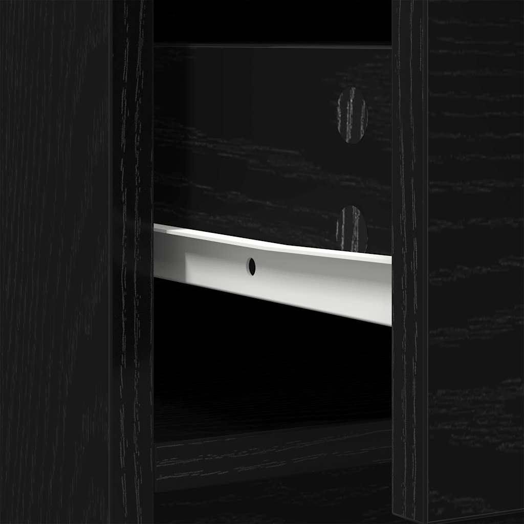 skænk med skuffer og låger 73x31x90 cm sort egetræ