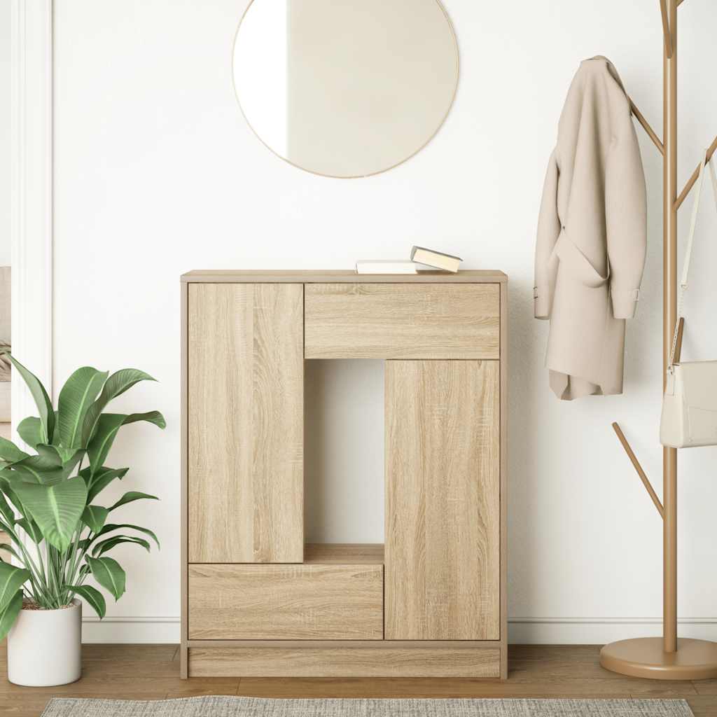 skænk med skuffer og låger 73x31x90 cm sonoma-eg