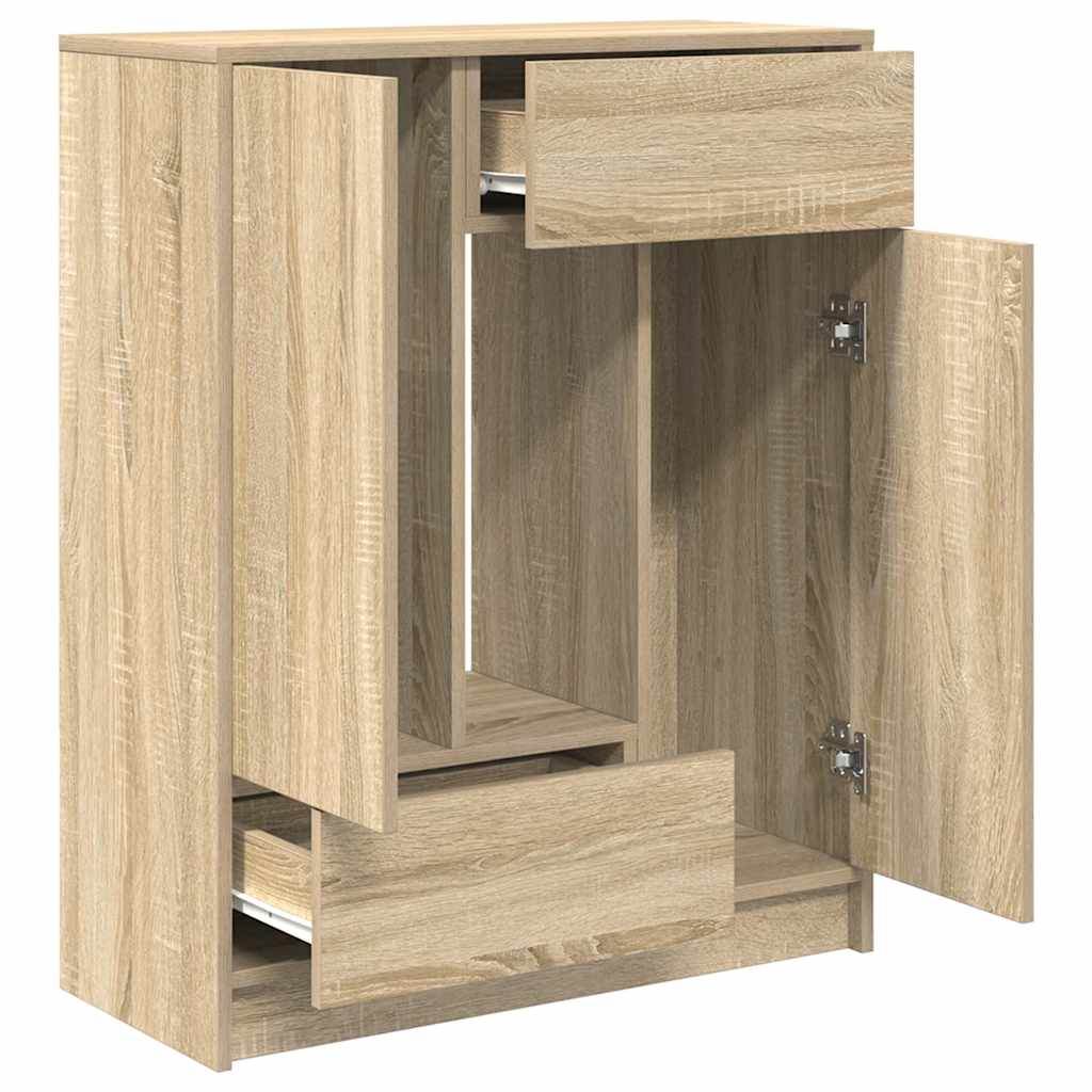 skænk med skuffer og låger 73x31x90 cm sonoma-eg