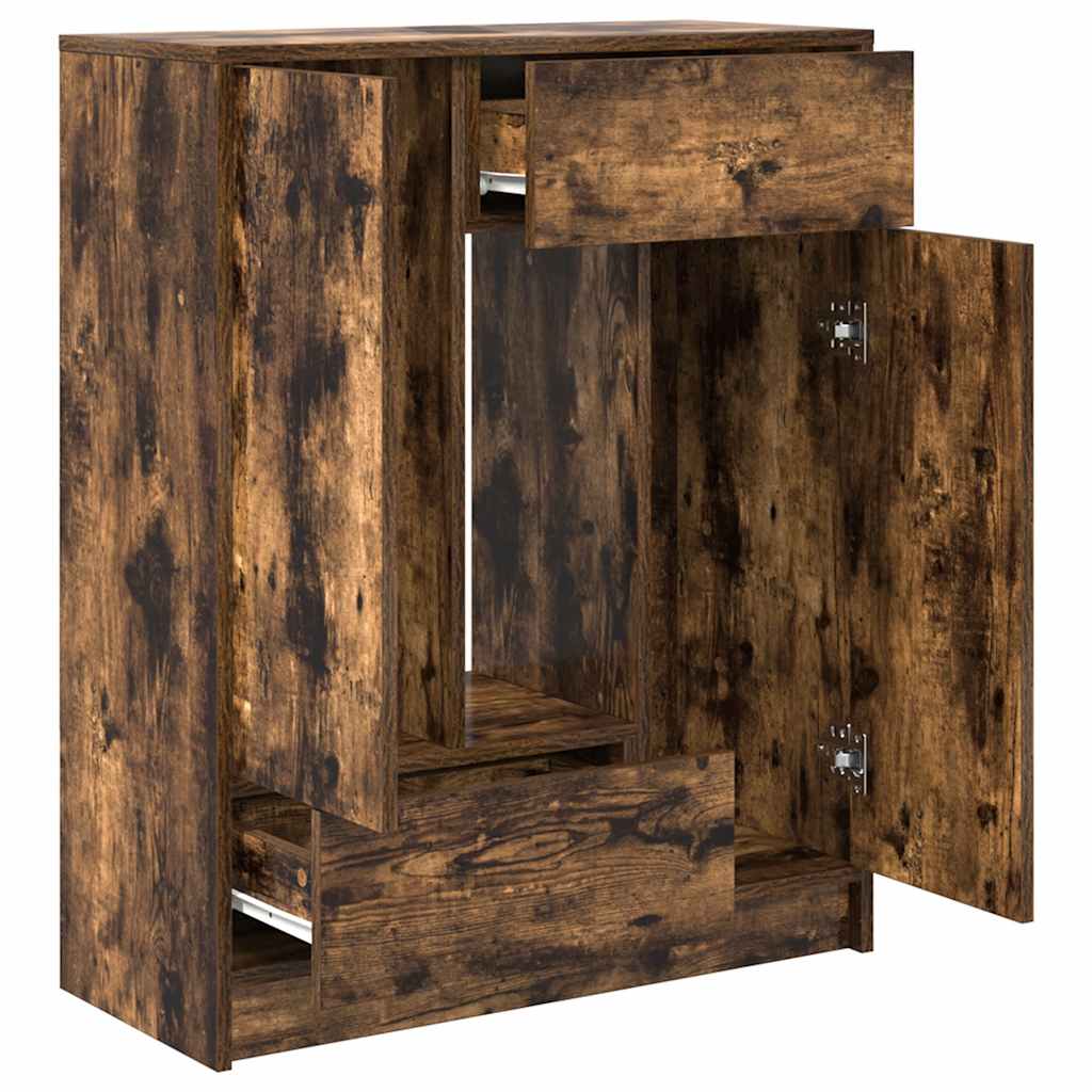 skænk med skuffer og låger 73x31x90 cm røget egetræ