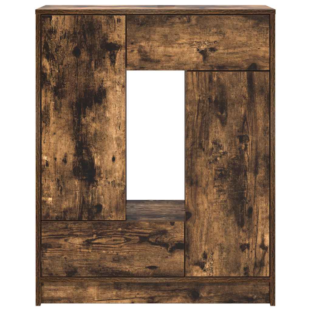 skænk med skuffer og låger 73x31x90 cm røget egetræ