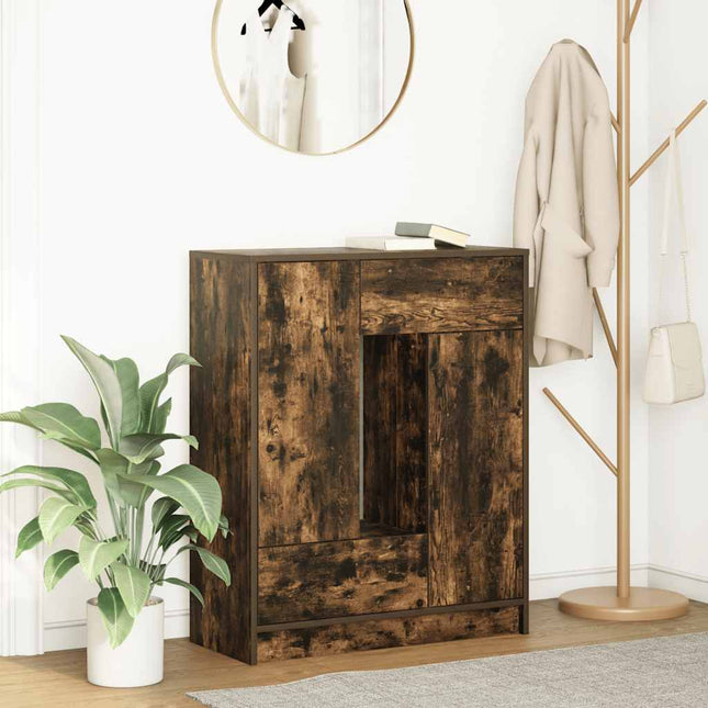 skænk med skuffer og låger 73x31x90 cm røget egetræ