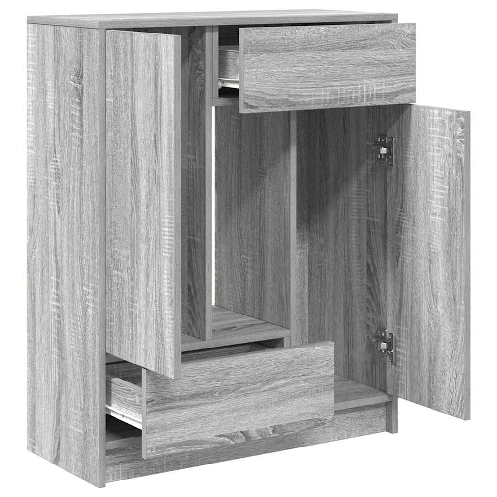 skænk med skuffer og låger 73x31x90 cm grå sonoma-eg