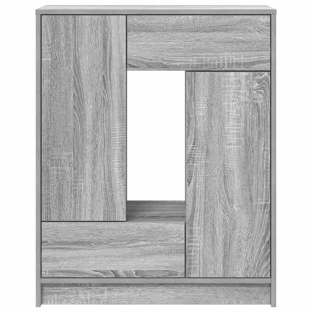 skænk med skuffer og låger 73x31x90 cm grå sonoma-eg