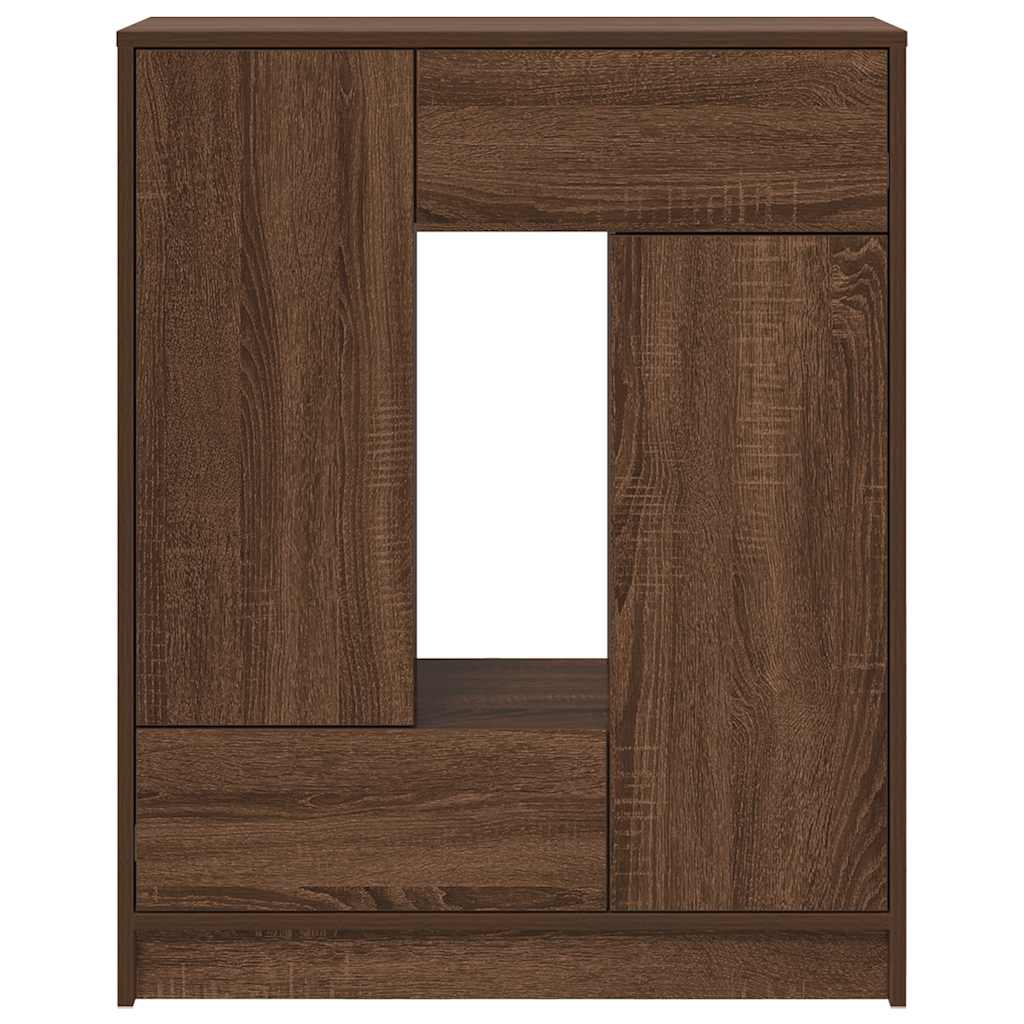 skænk med skuffer og låger 73x31x90 cm brun egetræ