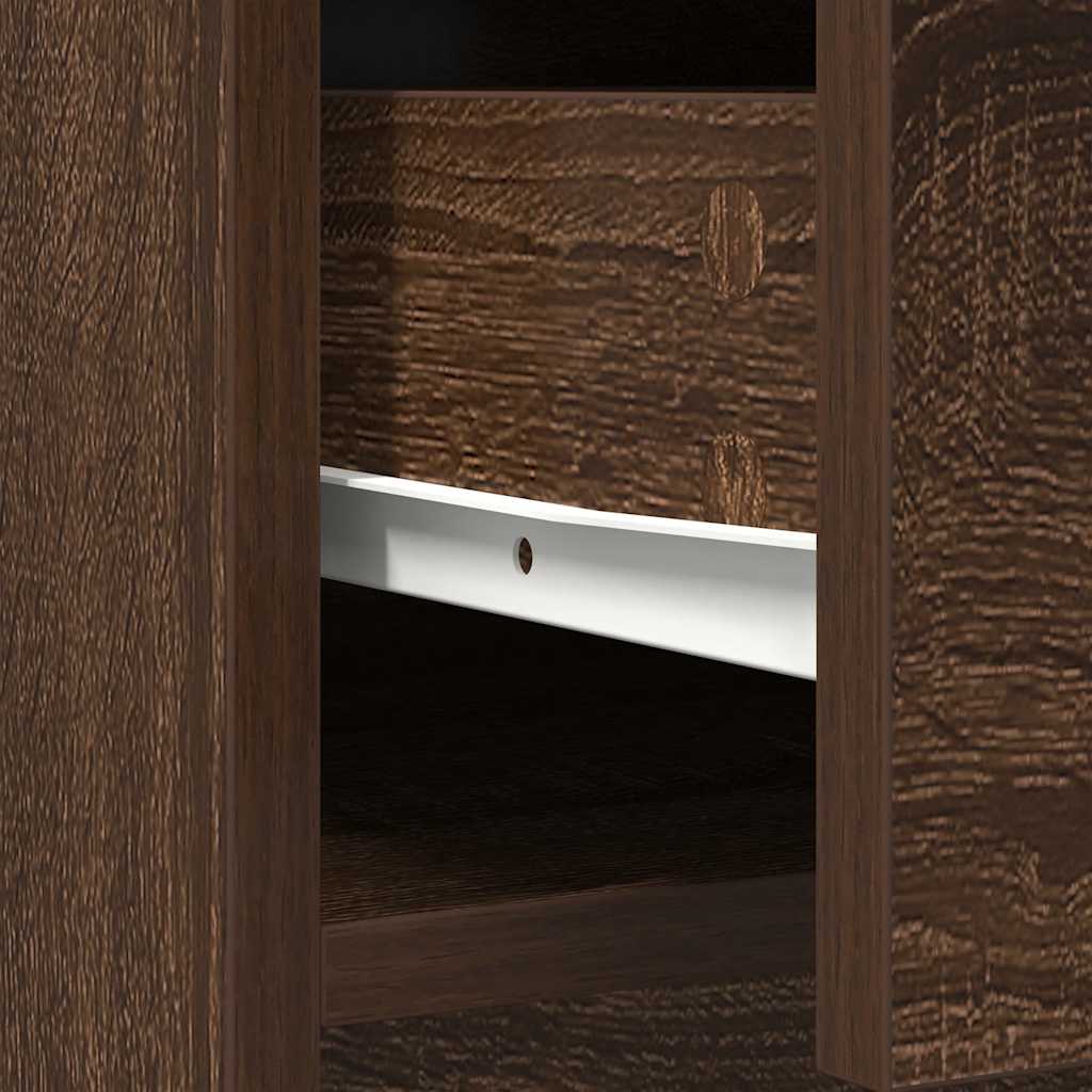 skænk med skuffer og låger 73x31x90 cm brun egetræ