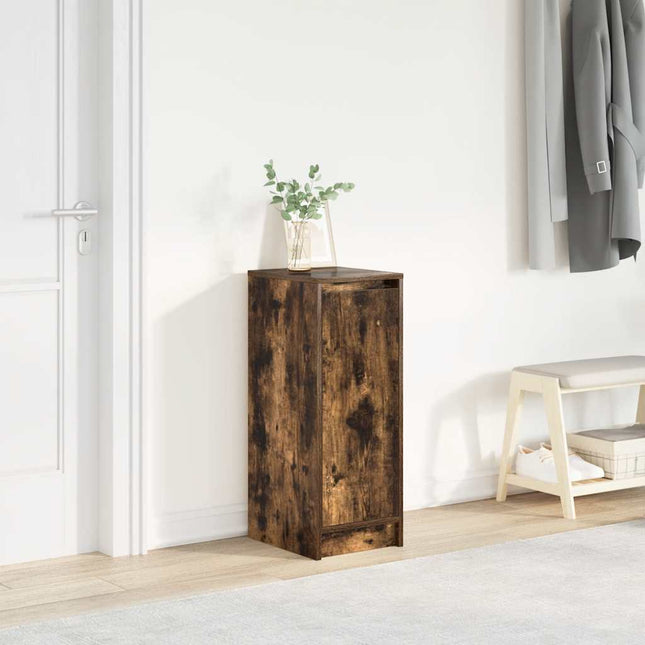 skoskab 29,5x34x76 cm konstrueret træ røget egetræsfarve