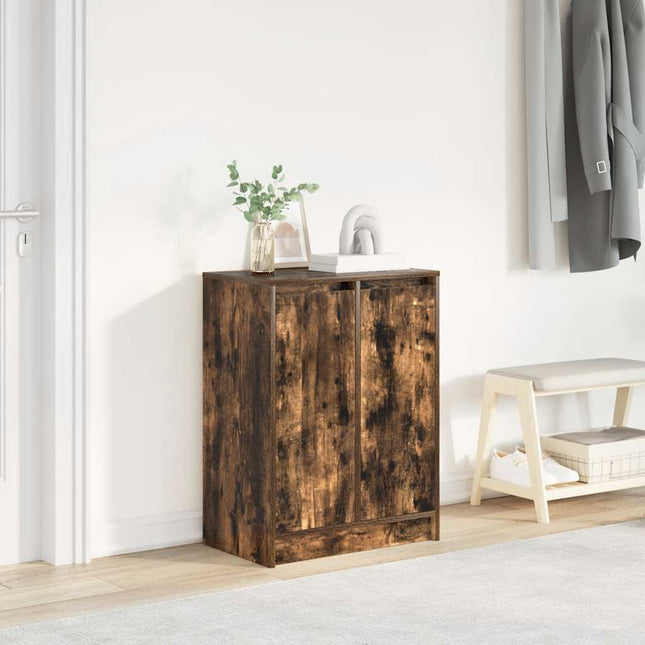 skoskab 57x34x76 cm konstrueret træ røget egetræsfarve