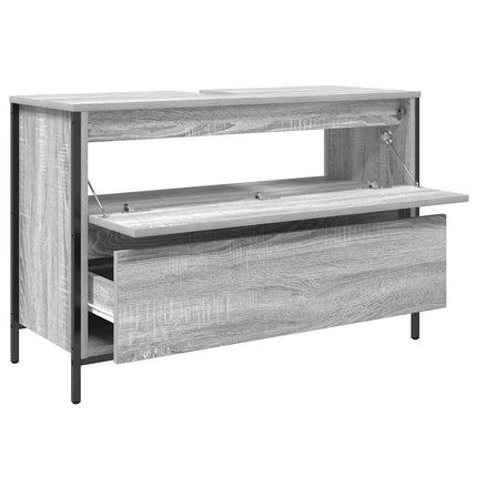 håndvaskskab med skuffer 90x34,5x60 cm grå sonoma-eg