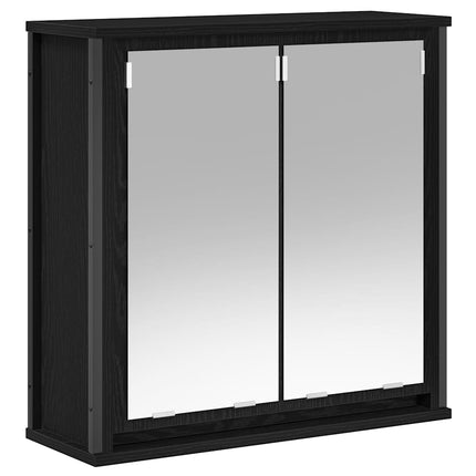 vægskab til badeværelse med spejl 60x21x60 cm sort egetræsfarve